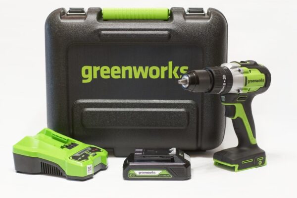 Csavarbehajtó akkumulátoros Greenworks GD24DD60K2 24v szénkefe nélkül,1x2ah, 2a töltő