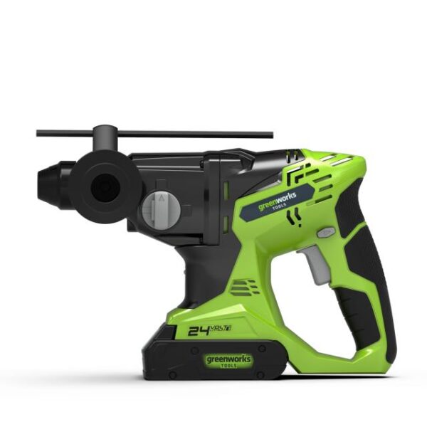 Fúró-vésőkalapács akkumulátoros Greenworks G24SDS 24v akkumulátoros, sds tokmány